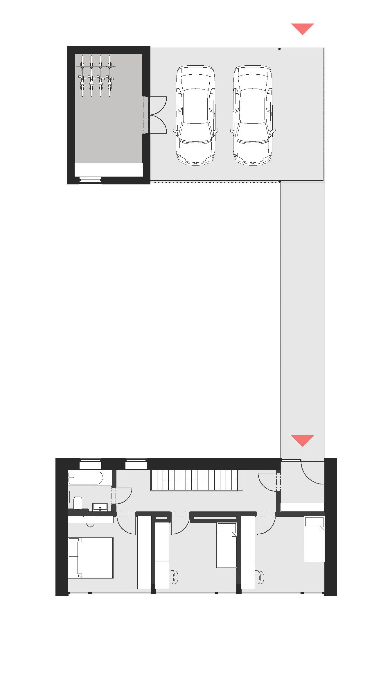 půdorys RD v Beskydech bydloarchitekti